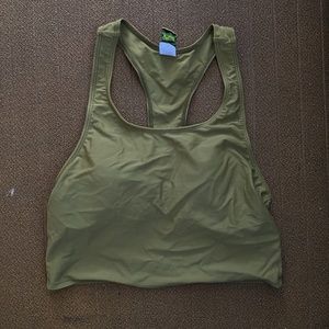 Kortni Jeane olive green racerback swim top